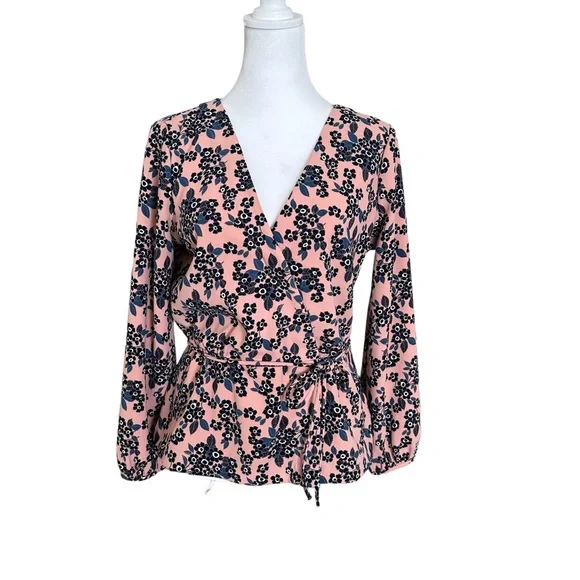 J. Crew Women’s V-Neck Long Sleeve Peplum Blouse Pink Size 6 - Picture 13 of 15